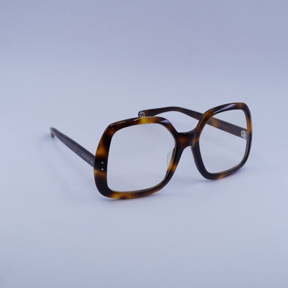 Gucci GG0625S 001 Sunglasses Havana Square Frame, Transparent Lenses - Picture 1 of 10